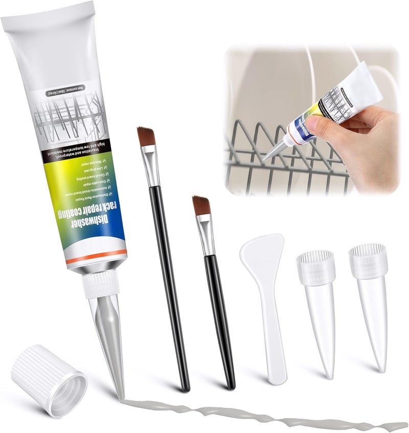 Avenuebool 1.7oz Dishwasher Rack Repair Coating, Grey Dishwasher Vinyl Rack Rust Touch Up Paint Kit, Insulation and Waterproof, High and Low Temperature Resistant - Image 1